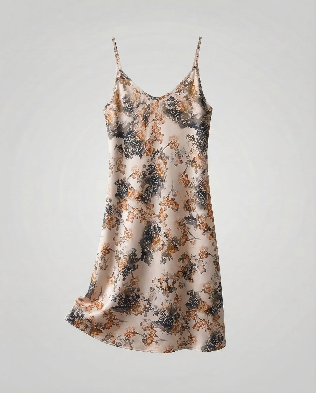 Women's Satin Slip Dress with Floral Pattern