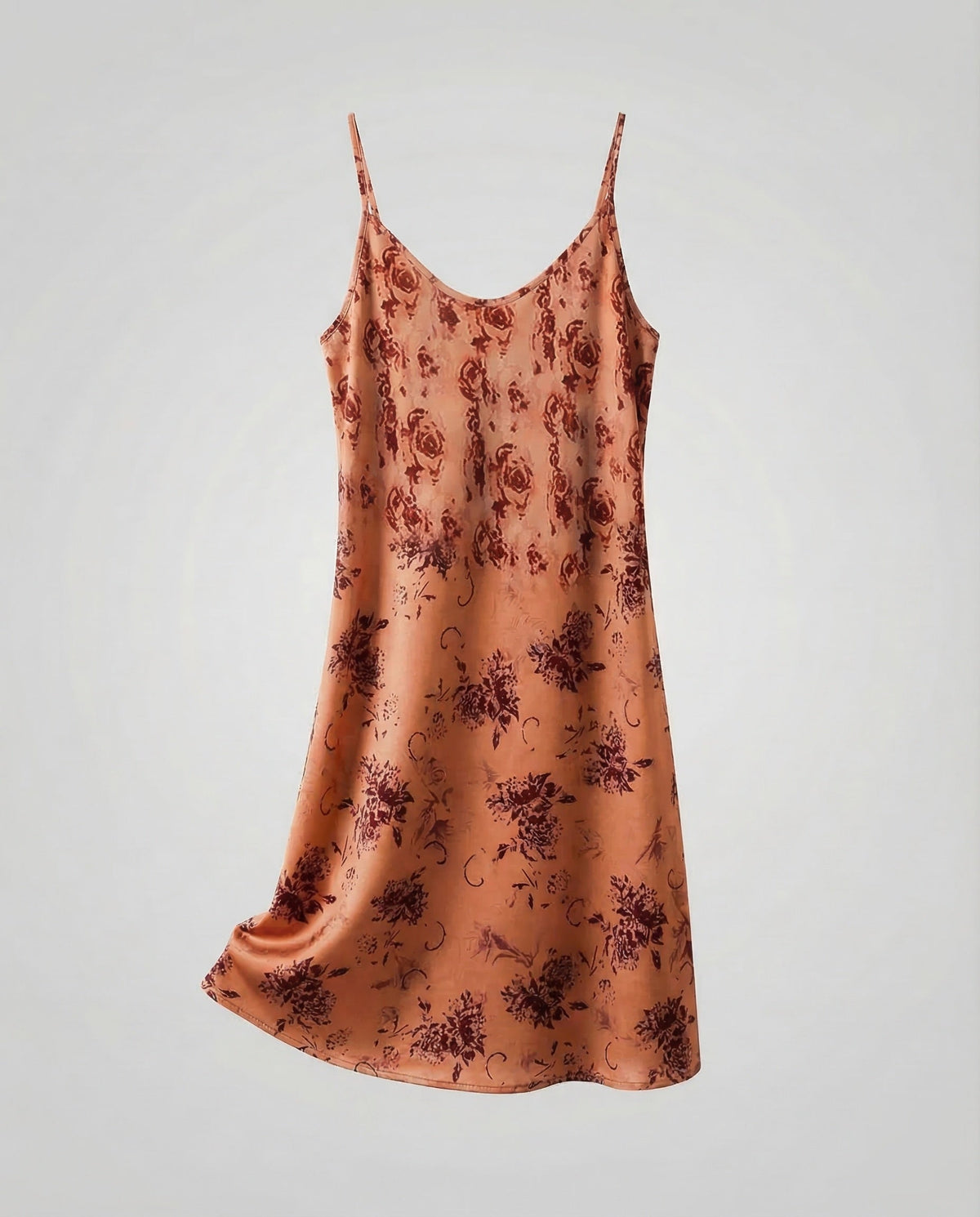 Women's Satin Slip Dress with Floral Pattern