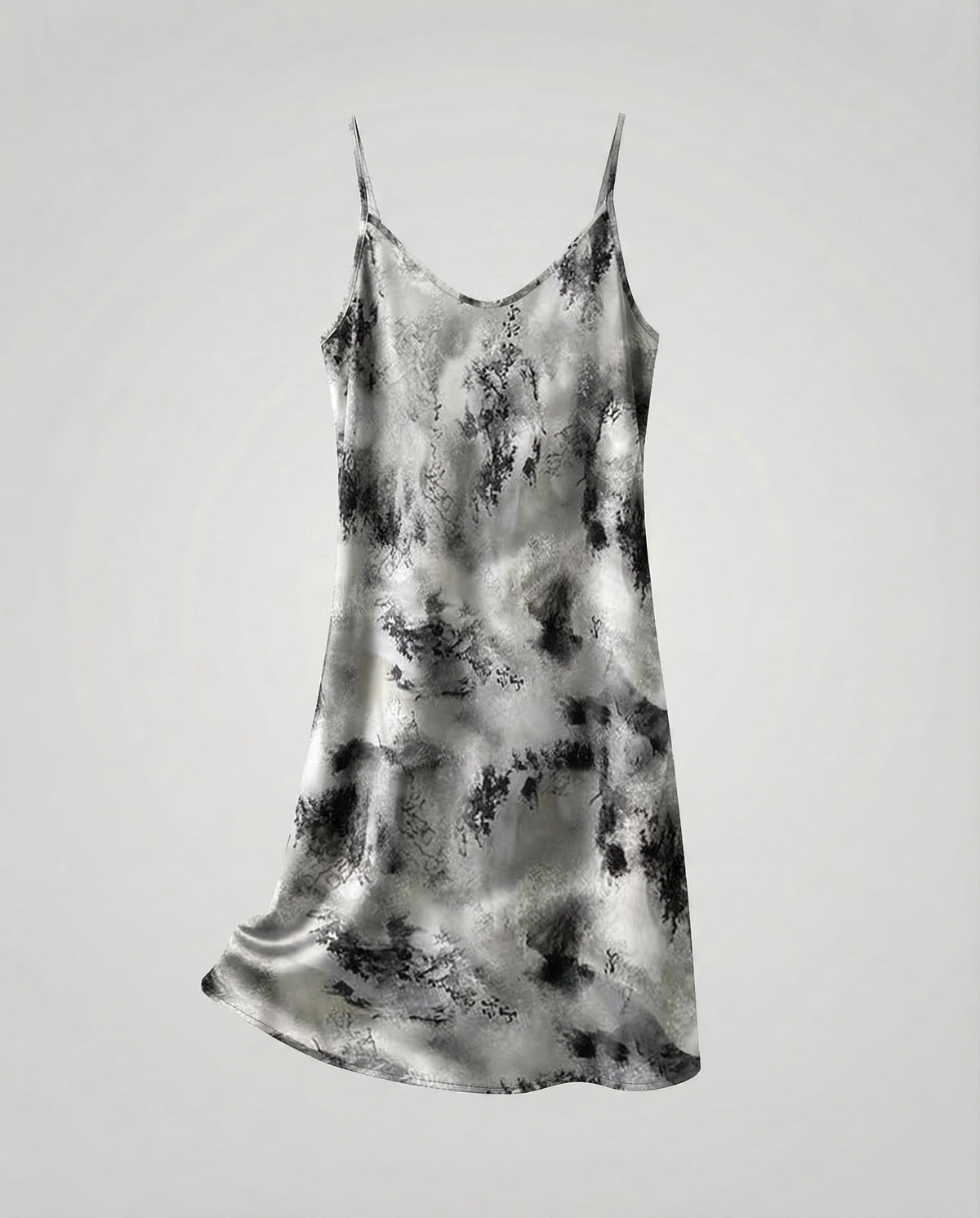 Women's Satin Slip Dress with Floral Pattern