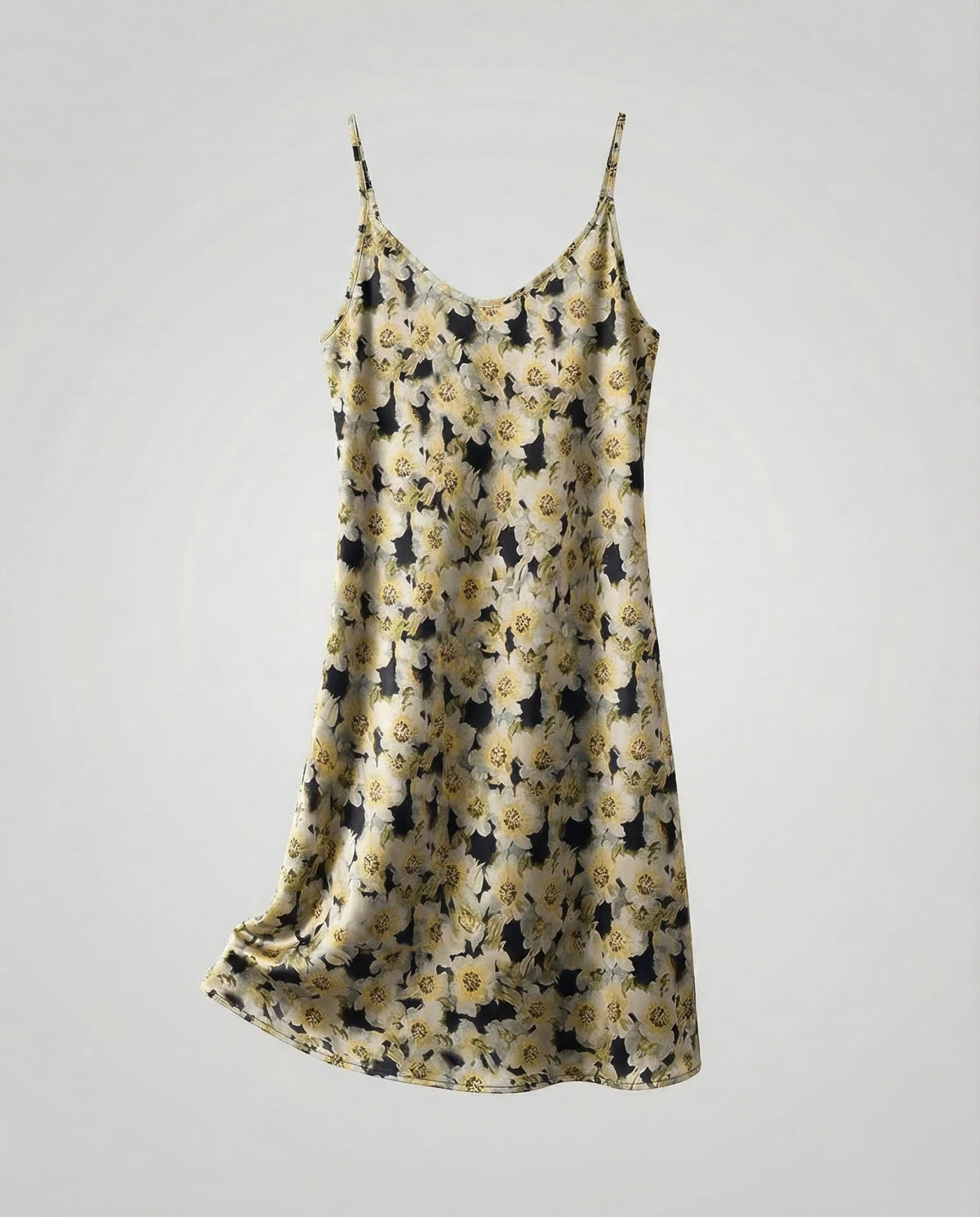 Women's Satin Slip Dress with Floral Pattern