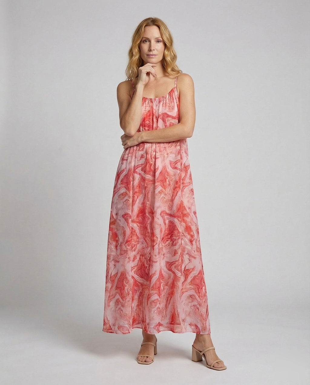 Women's Maxi Dress in Watercolor Look - Front View