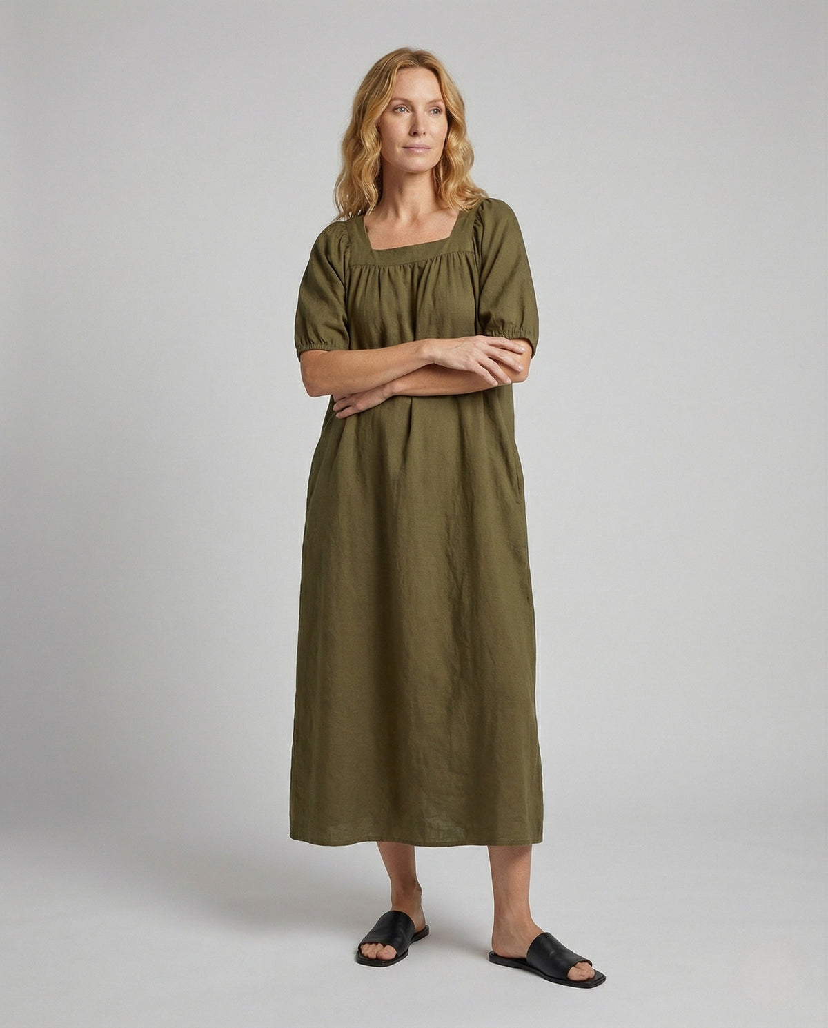 Women's Maxi Dress with Square Neckline - Front View