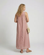 Women's Maxi Tunic Dress with Tassel Cord - Back View