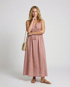 Women's Maxi Tunic Dress with Tassel Cord - Front View