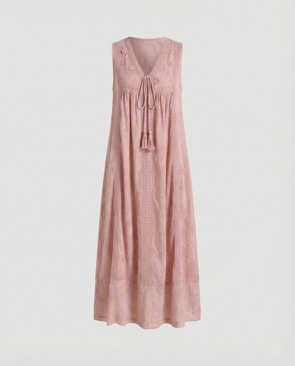 Women's Maxi Tunic Dress with Tassel Cord