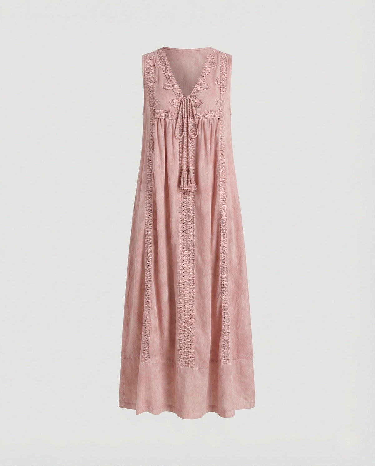 Women's Maxi Tunic Dress with Tassel Cord