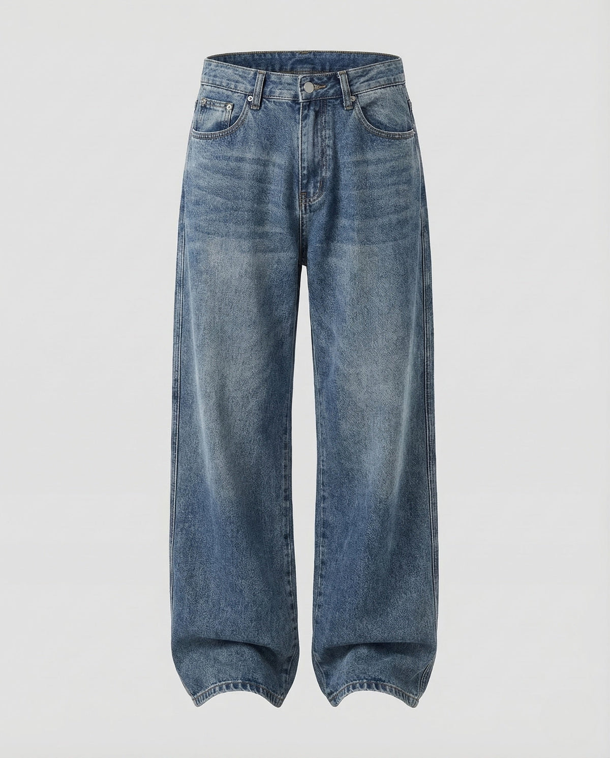 Unisex Baggy Denim Pants Locker Center Seam