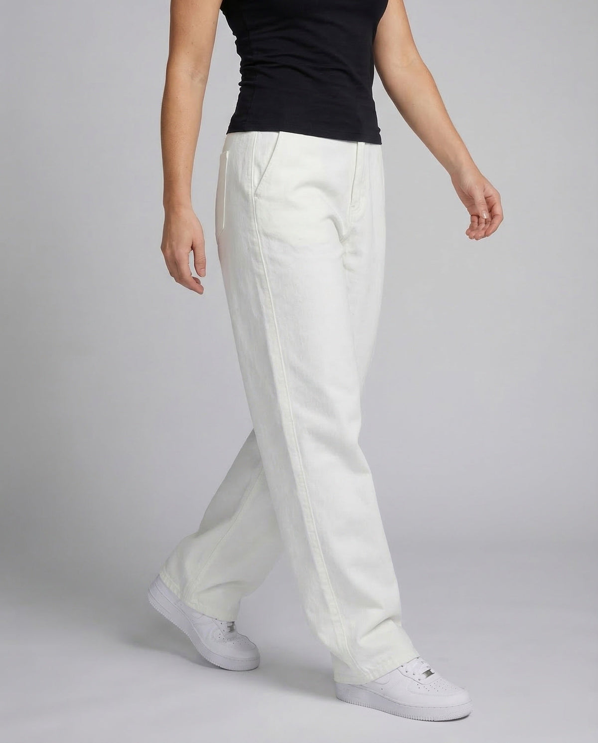 Unisex Denim Balloon Pants - Lower Body View