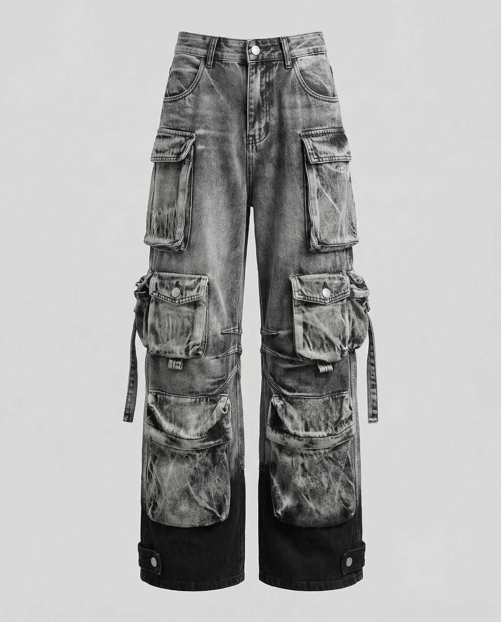 Women's Utility Denim Pants Adjustable Leg Straps