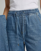 Women's Extra Wide Utility Denim Pants - Close-Up Detail