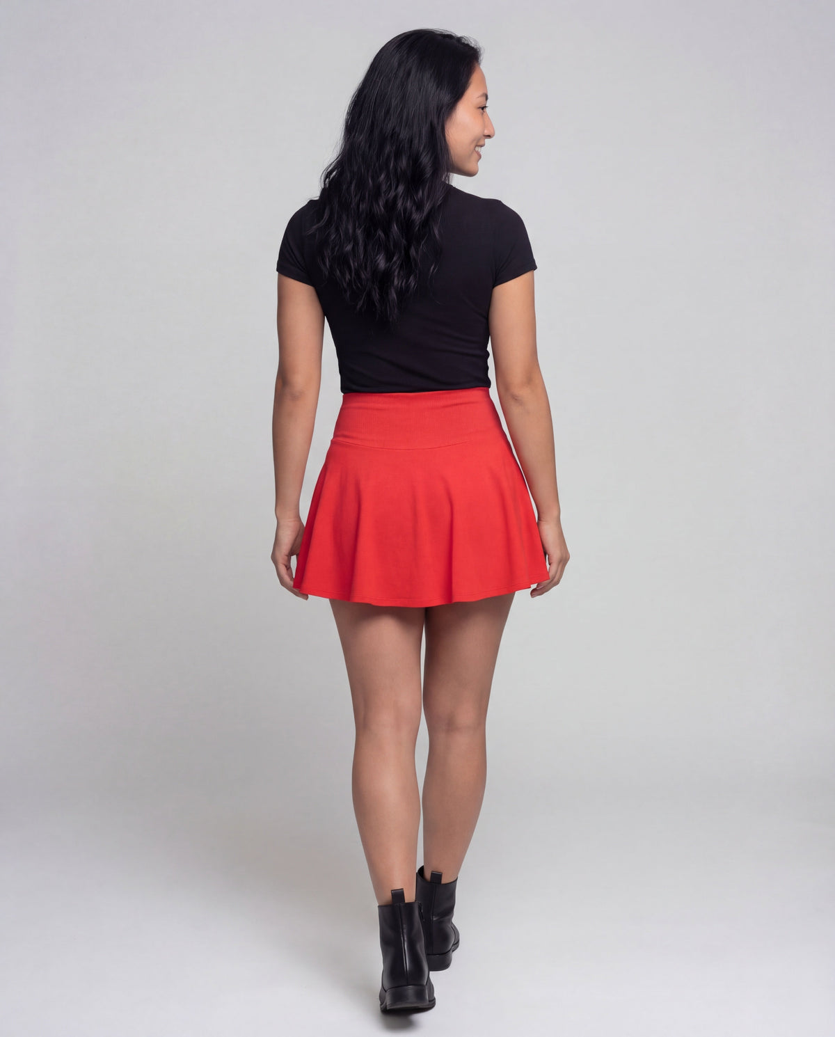 Women's High-Waisted Swim Skirt with Side Pocket - Back View