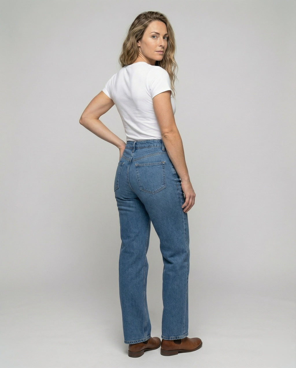 Women's Denim Pants with Balloon-Shaped Leg - Back View