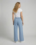 Women's Wide Denim Trousers in Palazzo Style - Back View