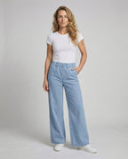 Women's Wide Denim Trousers in Palazzo Style - Front View