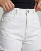 Women's Jeans Shorts High Waist Fringes - Close-Up Detail