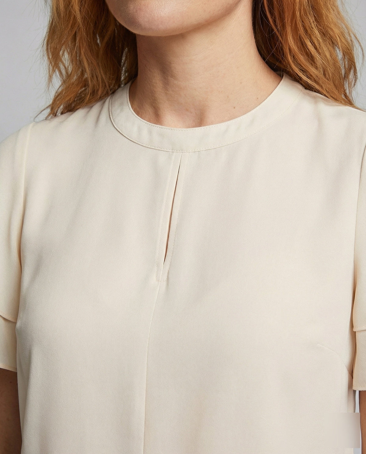 Women's Layered Ruffle Cropped Blouse Top - Close-Up Detail