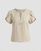 Women's Wing Sleeve Mandarin Collar Blouse Top