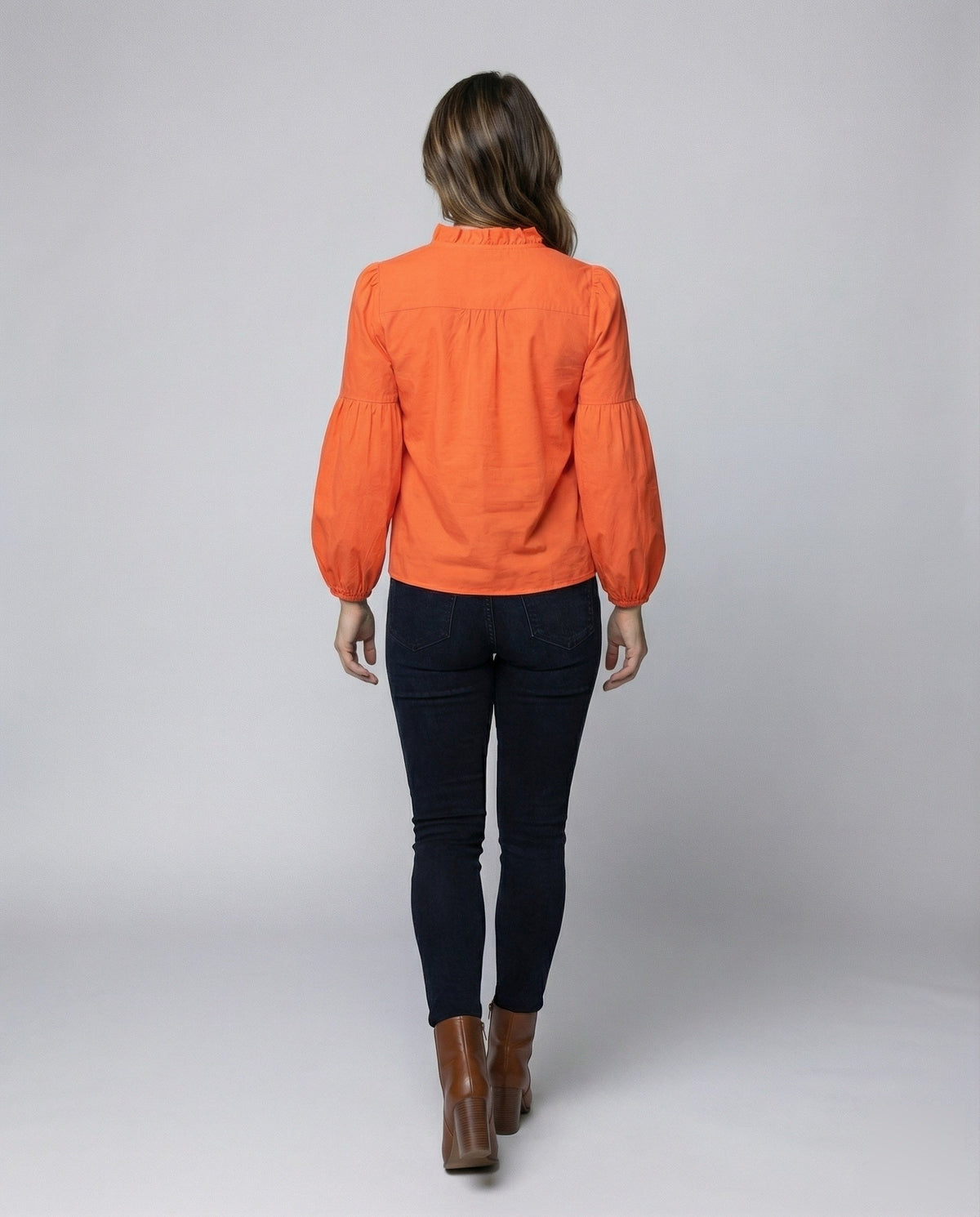 Women's Ruffle Trim Tunic Blouse Shirt - Back View