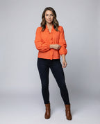 Women's Ruffle Trim Tunic Blouse Shirt - Front View