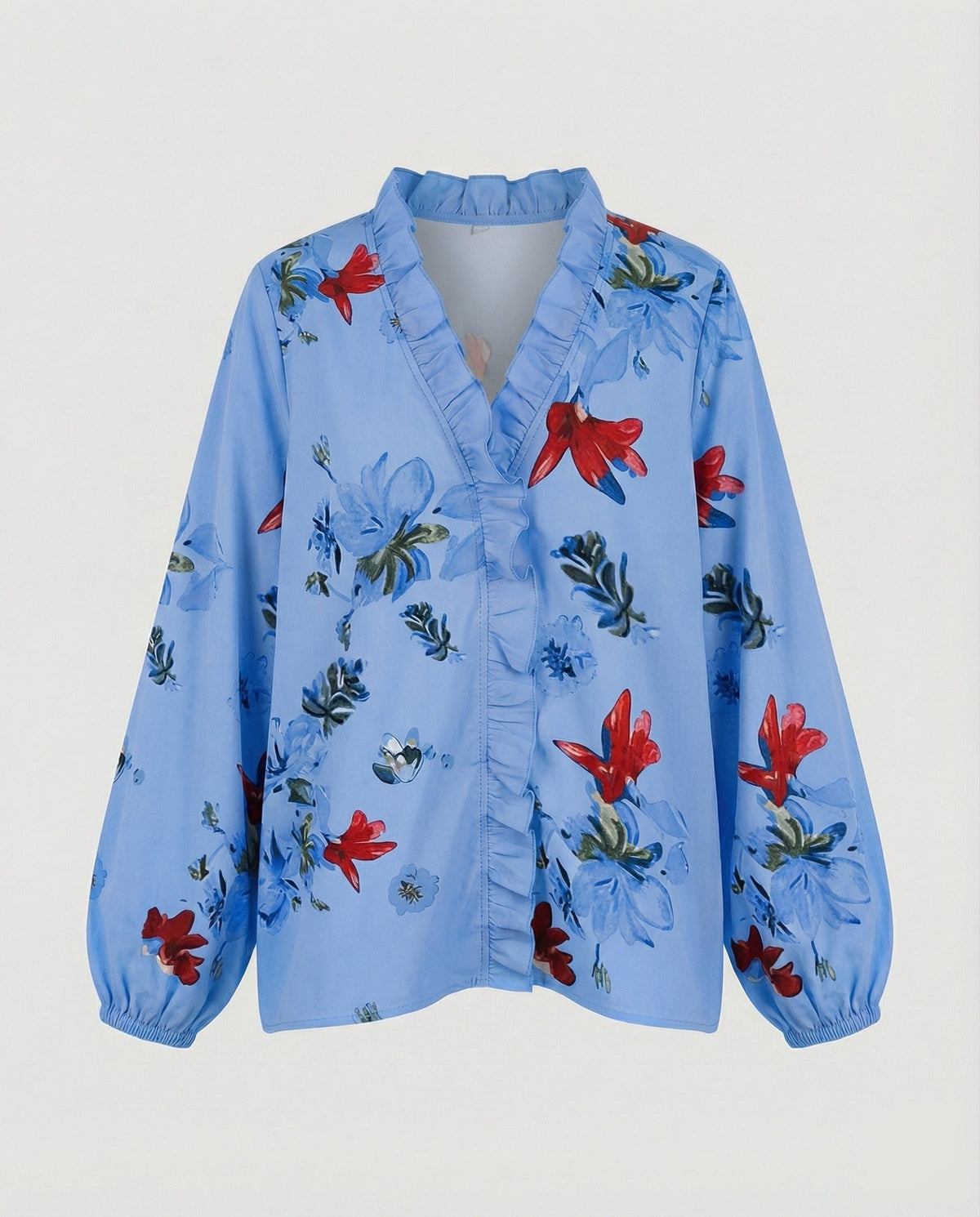 Women's Ruffle Trim Tunic Blouse Shirt