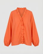 Women's Ruffle Trim Tunic Blouse Shirt