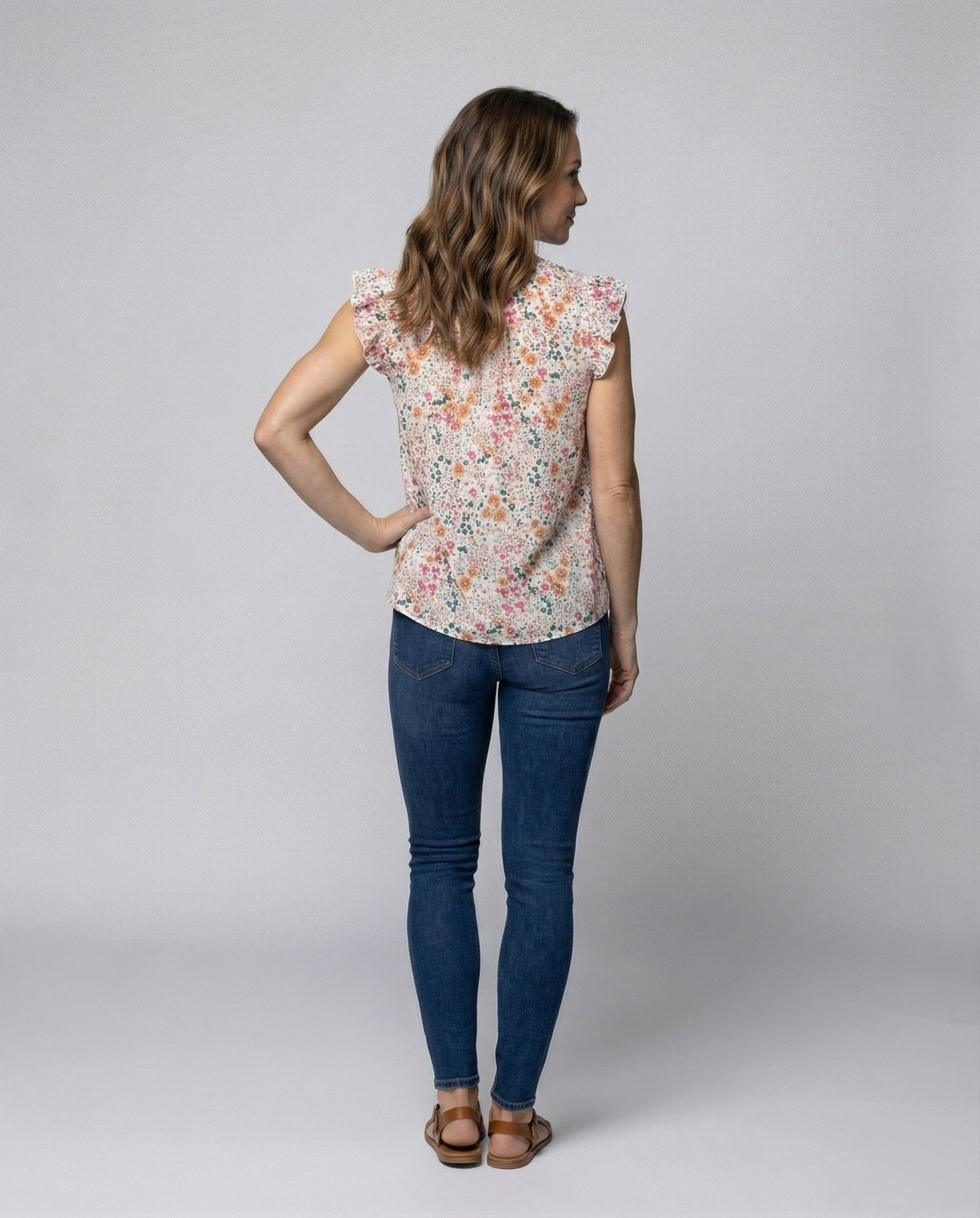 Women's A-Line Ruffle Blouse Top - Back View