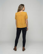 Women's Piped Ruffle Blouse Tunic - Back View