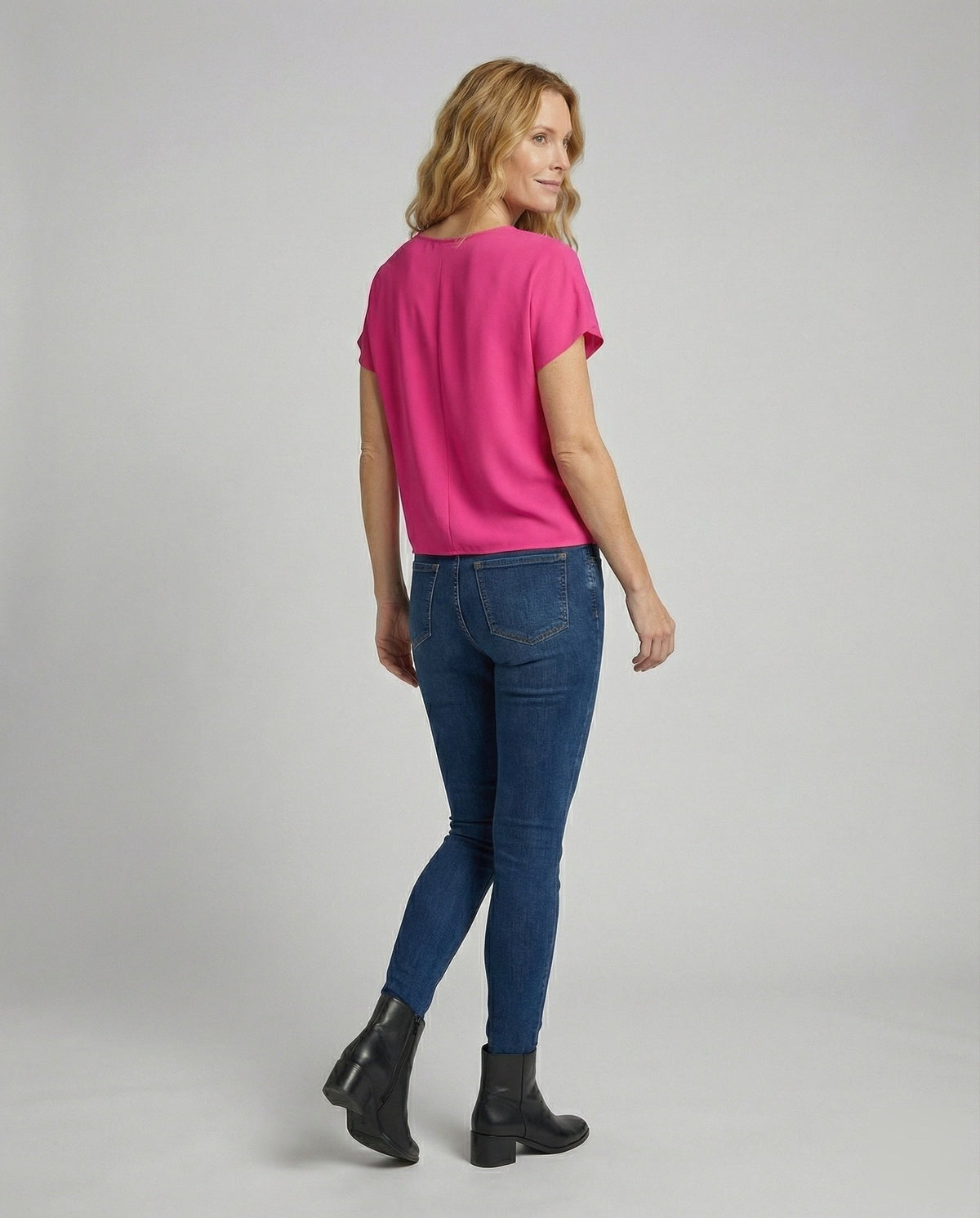 Women's U-Boat Neckline Knot Blouse Top - Back View