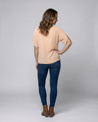 Women's Mandarin Collar Slit Blouse Top - Back View