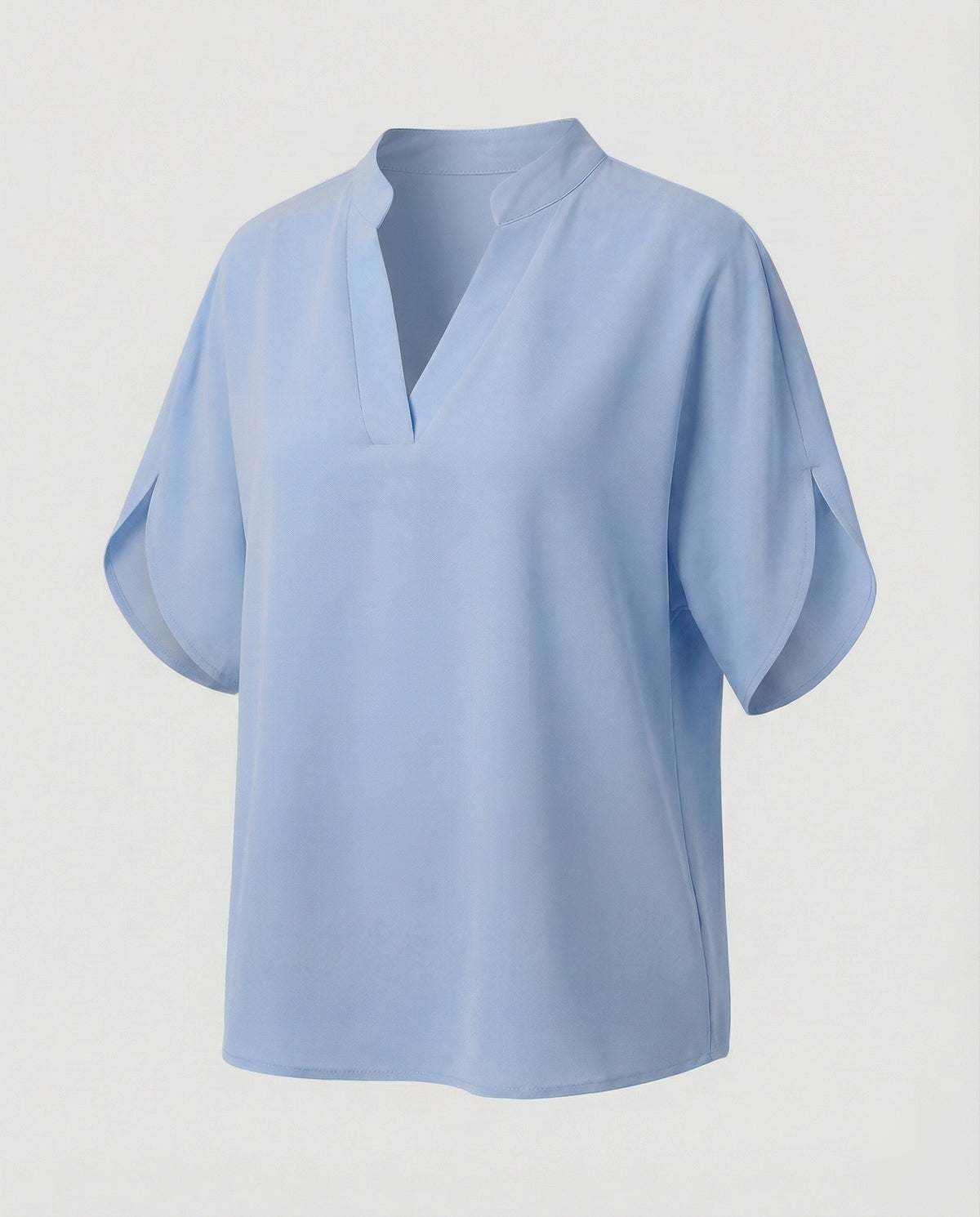 Women's Mandarin Collar Slit Blouse Top