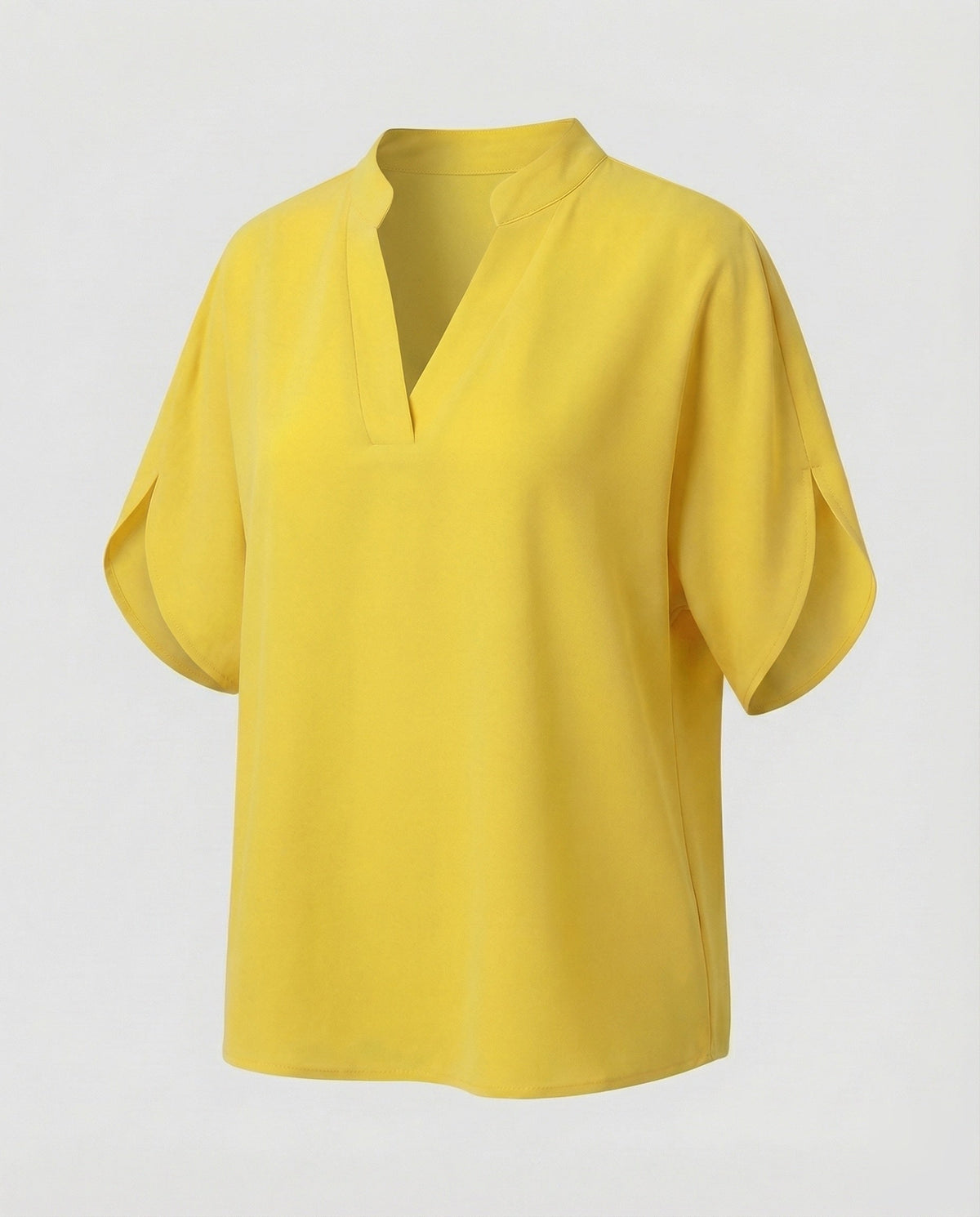 Women's Mandarin Collar Slit Blouse Top