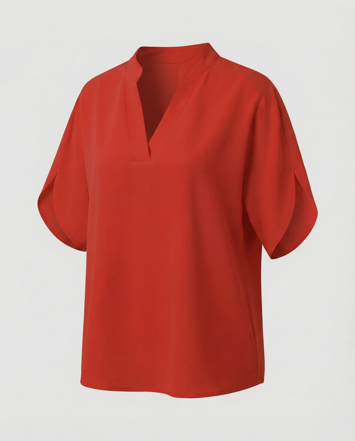 Women's Mandarin Collar Slit Blouse Top
