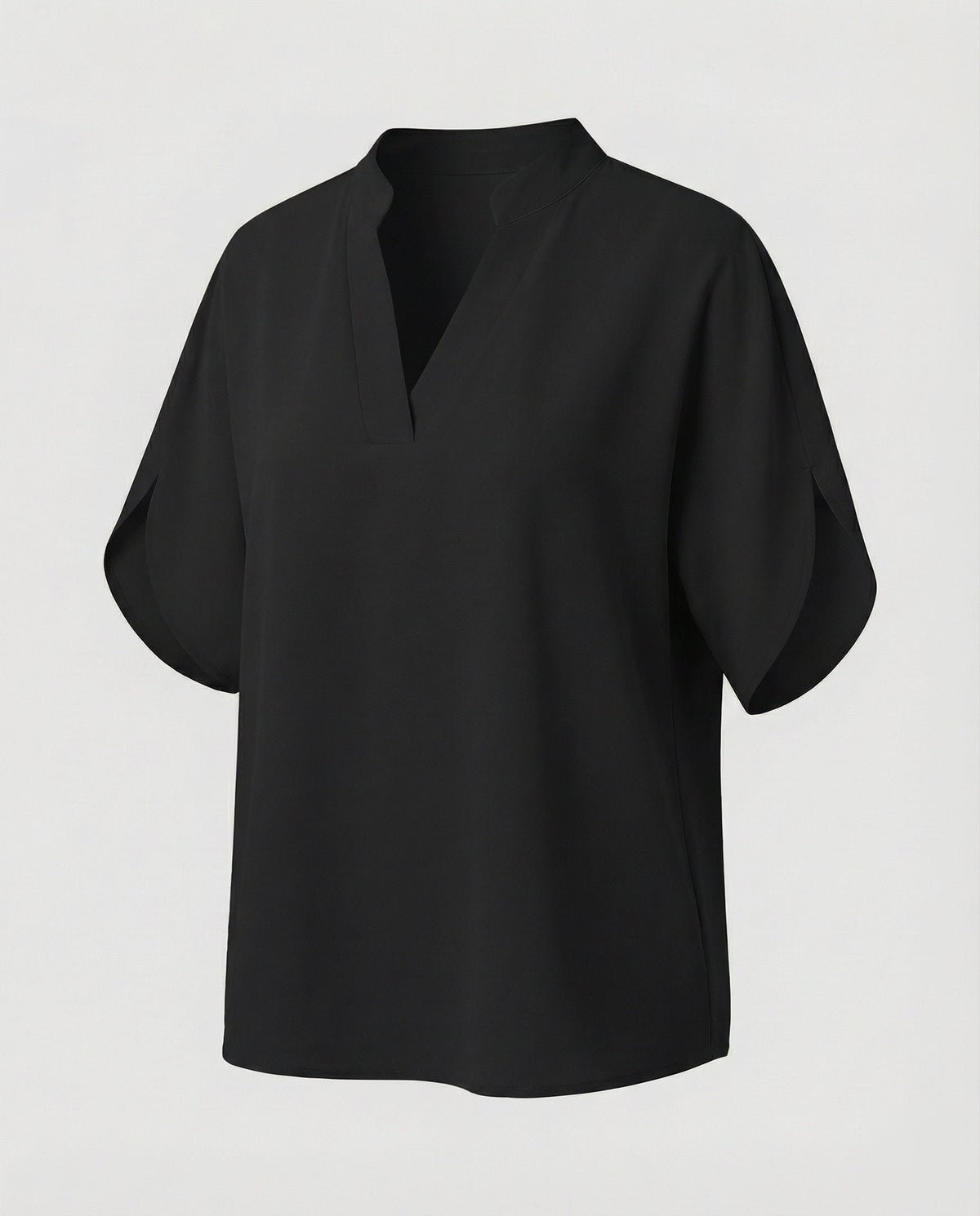 Women's Mandarin Collar Slit Blouse Top