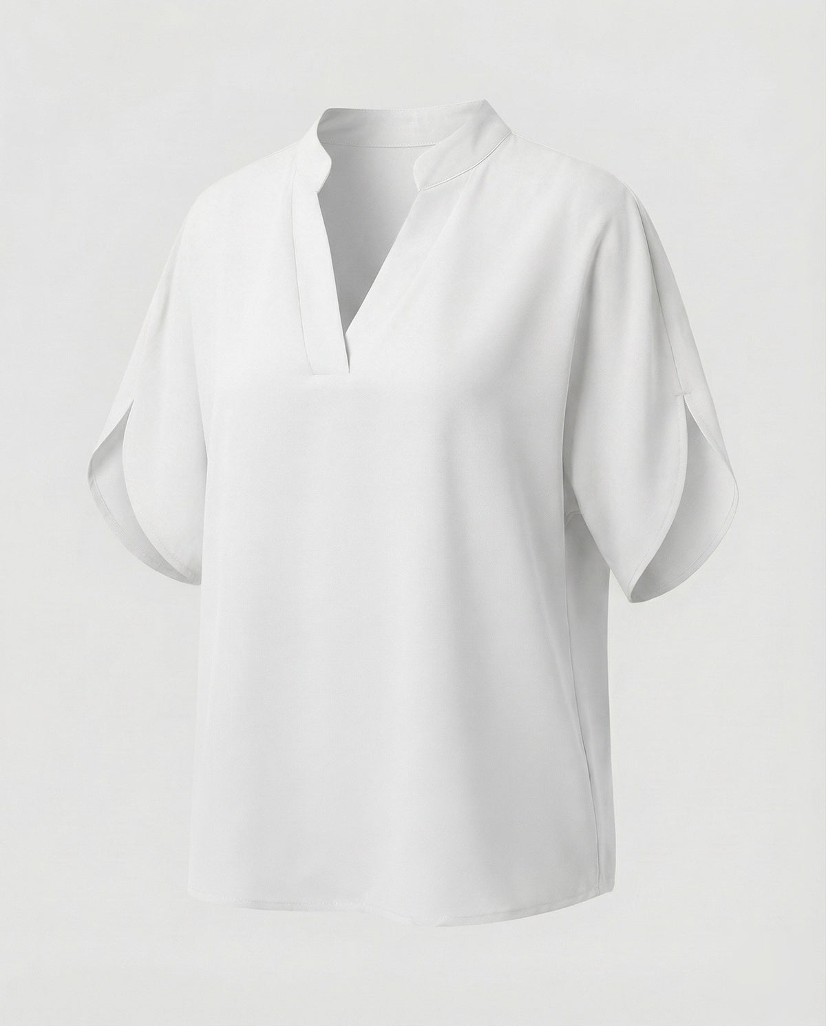 Women's Mandarin Collar Slit Blouse Top