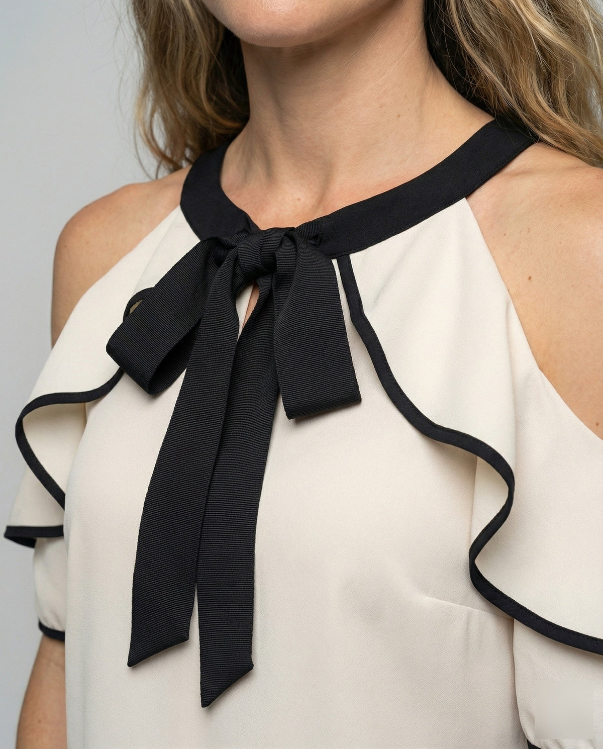 Women's Neckholder Bow Blouse Top - Close-Up Detail