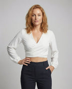 Women's Backless Balloon Sleeve Blouse Top - Upper Body View