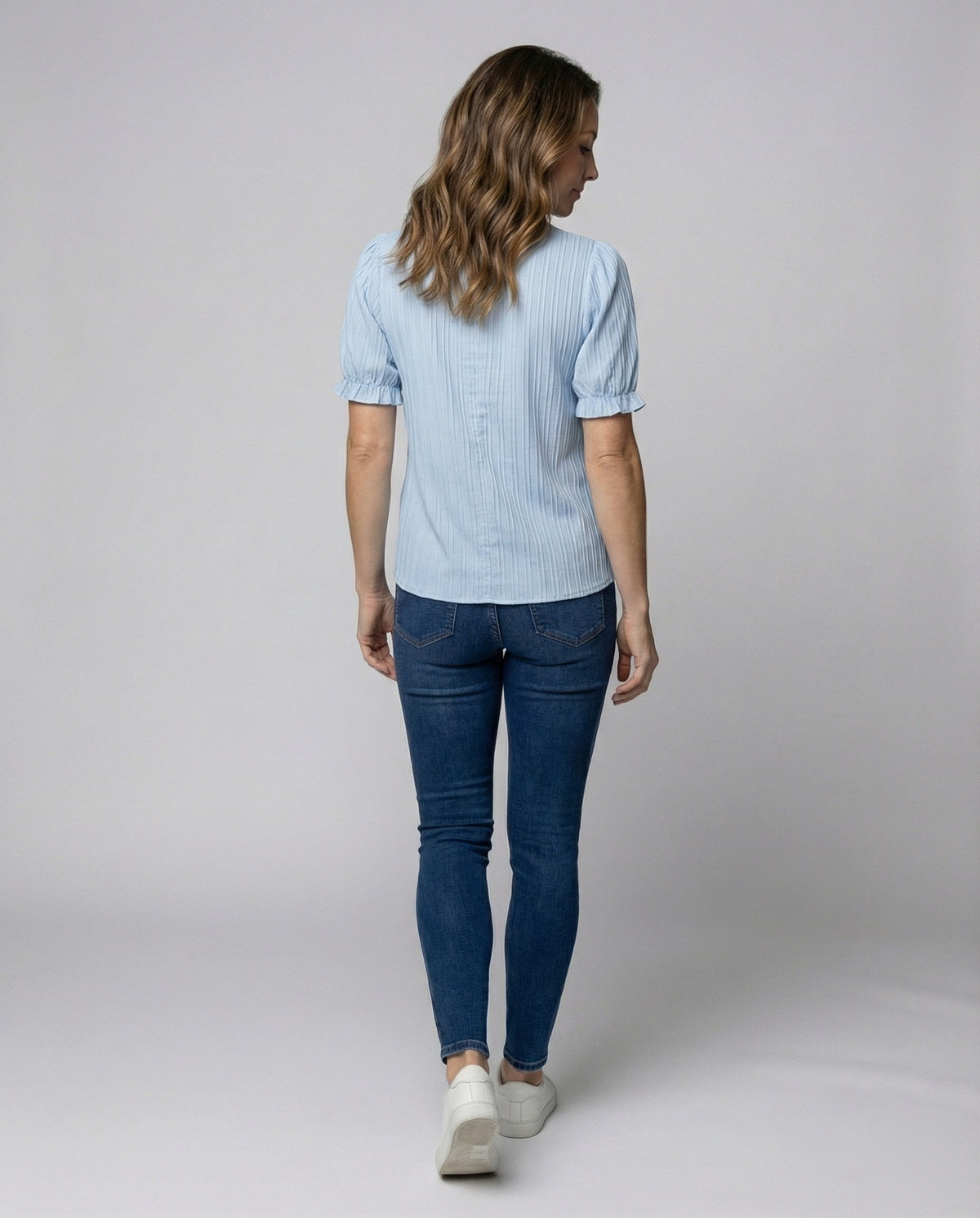 Women's Pleated Lace Blouse Top - Back View