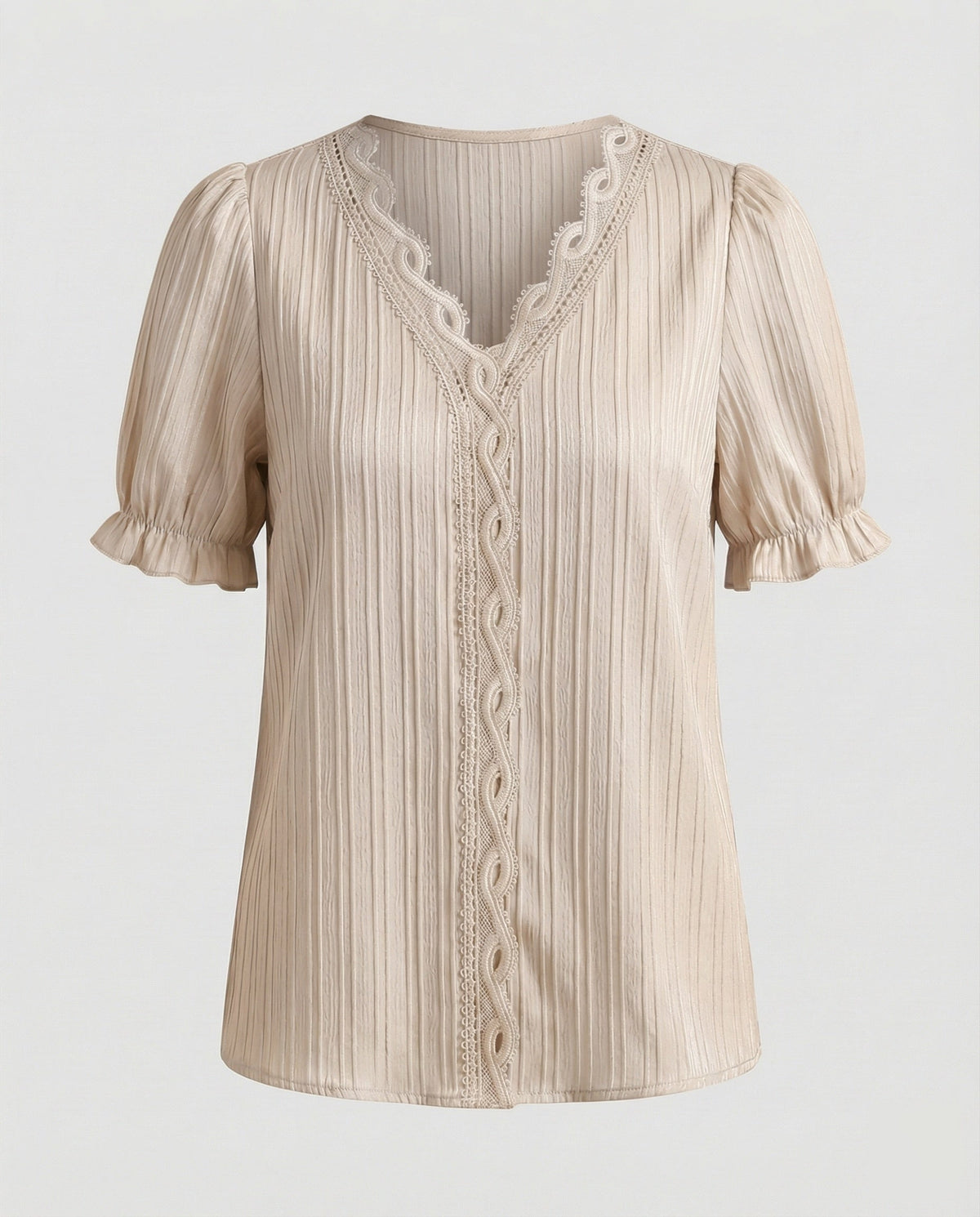 Women's Pleated Lace Blouse Top