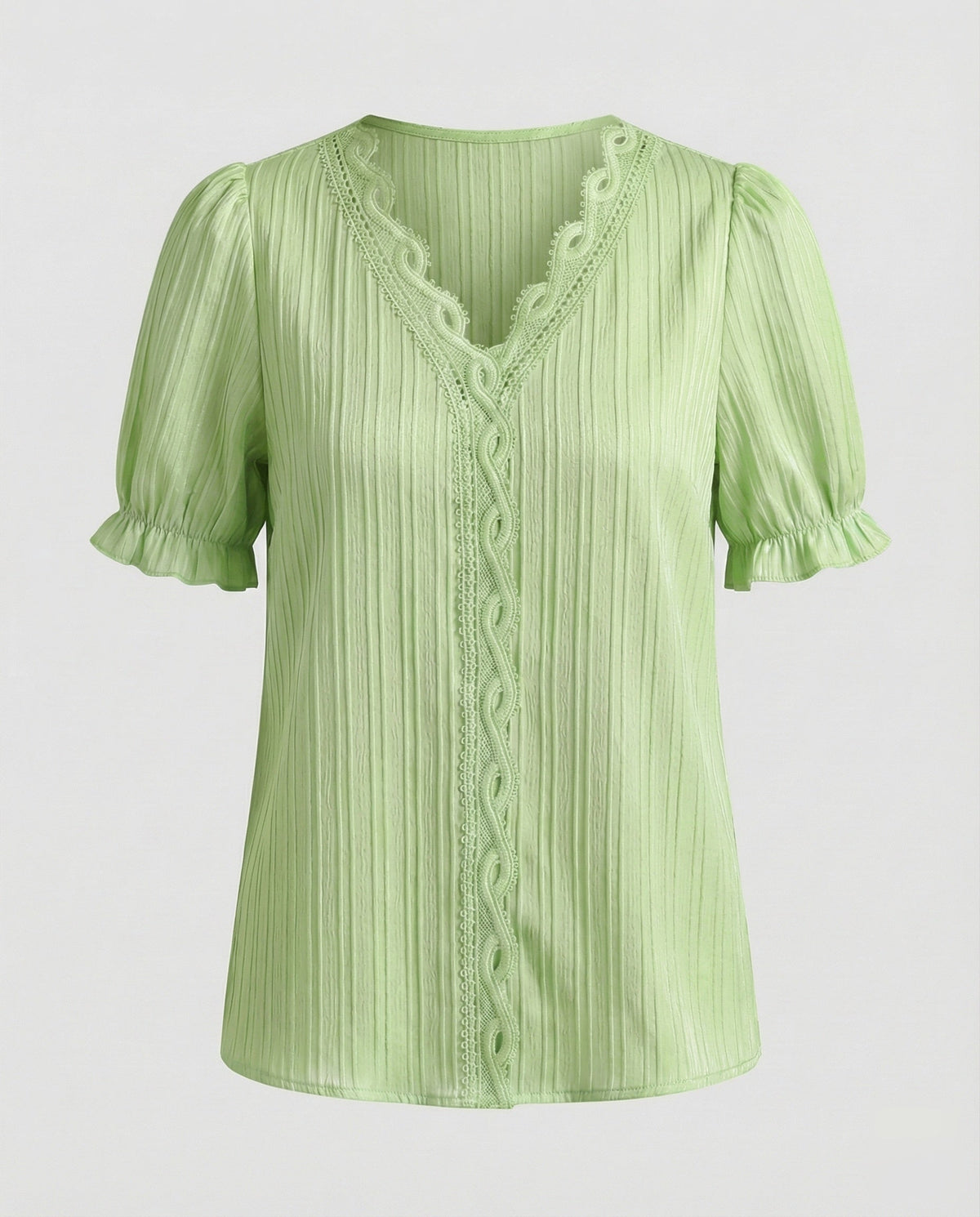 Women's Pleated Lace Blouse Top