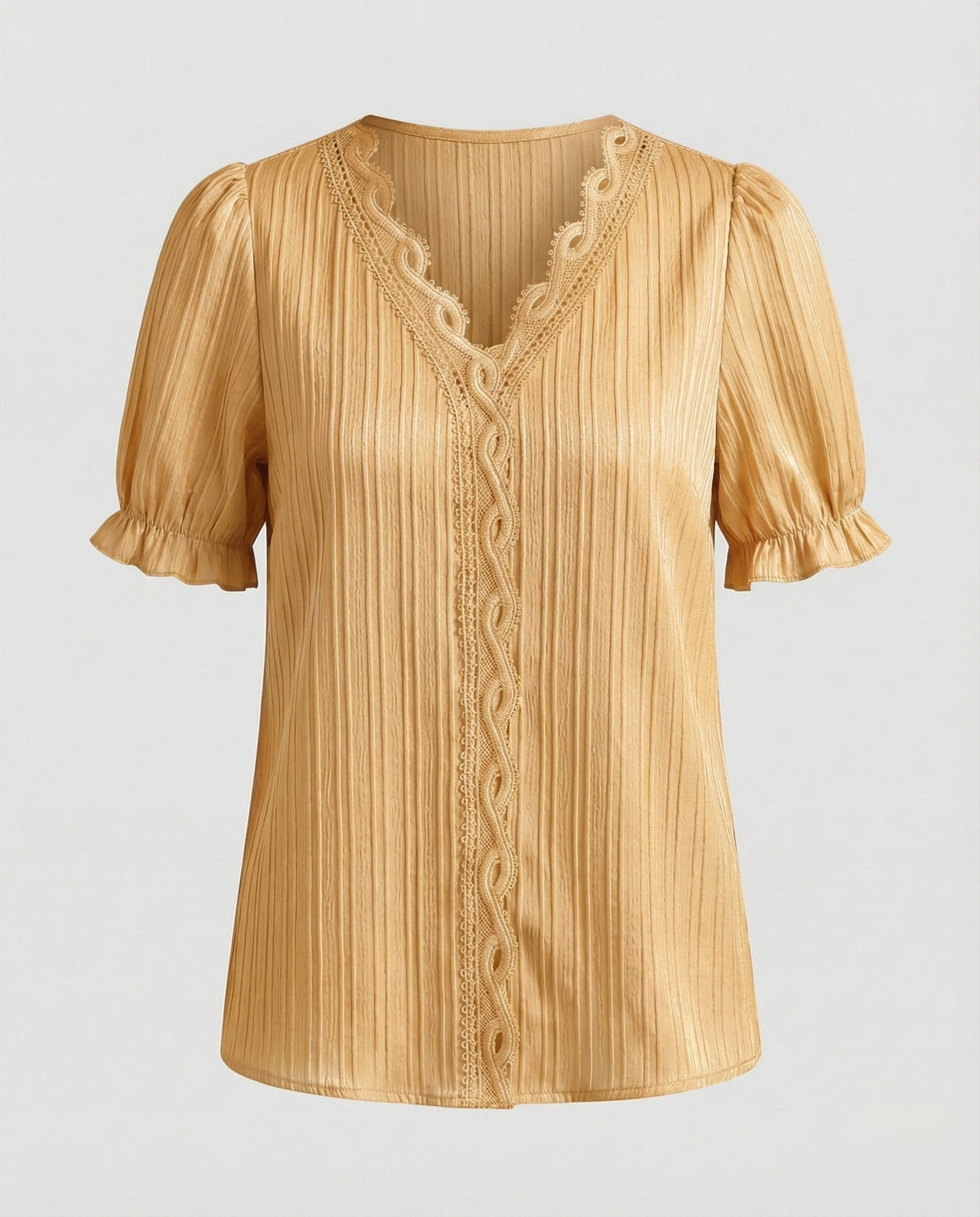 Women's Pleated Lace Blouse Top