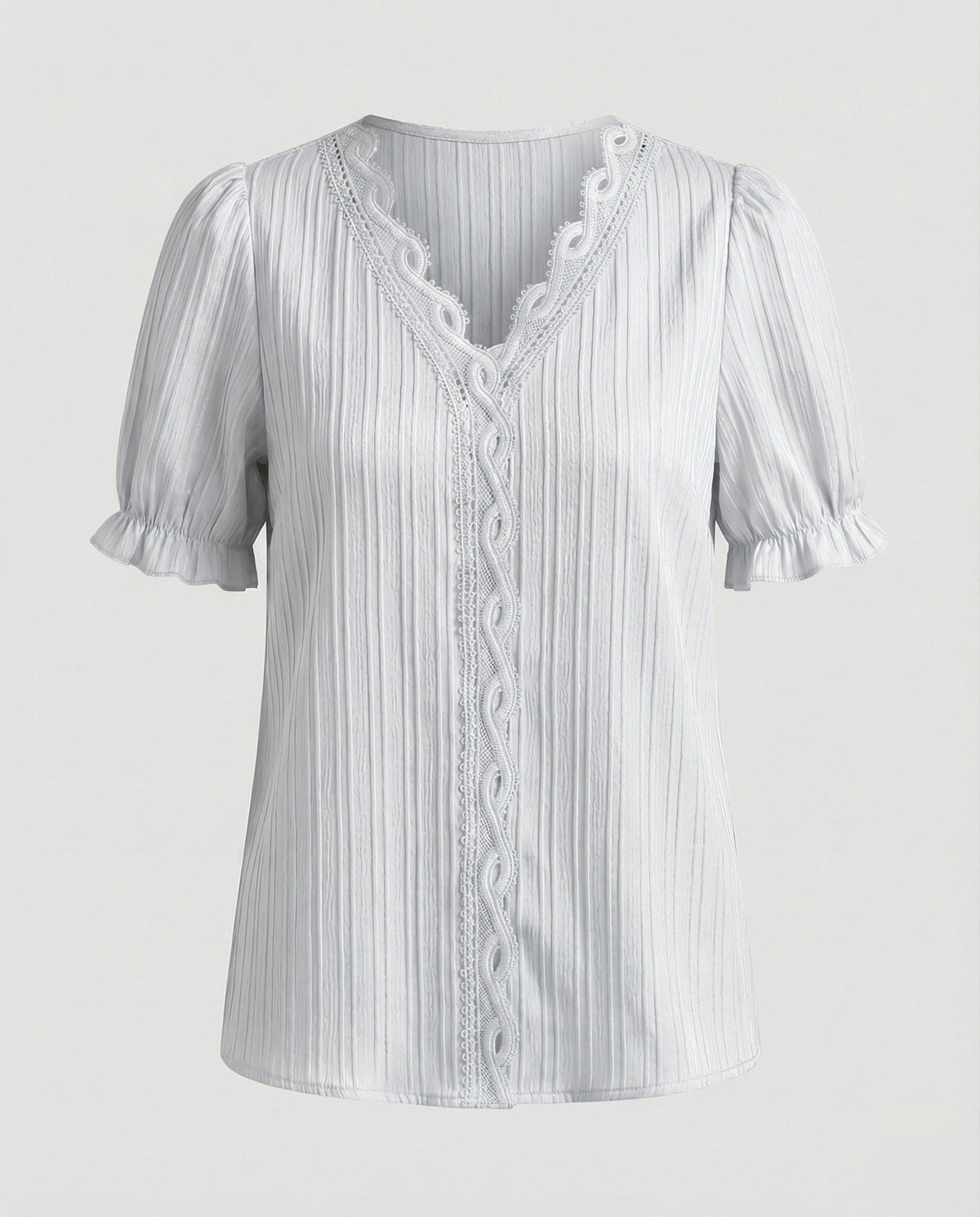 Women's Pleated Lace Blouse Top