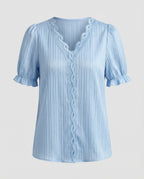 Women's Pleated Lace Blouse Top