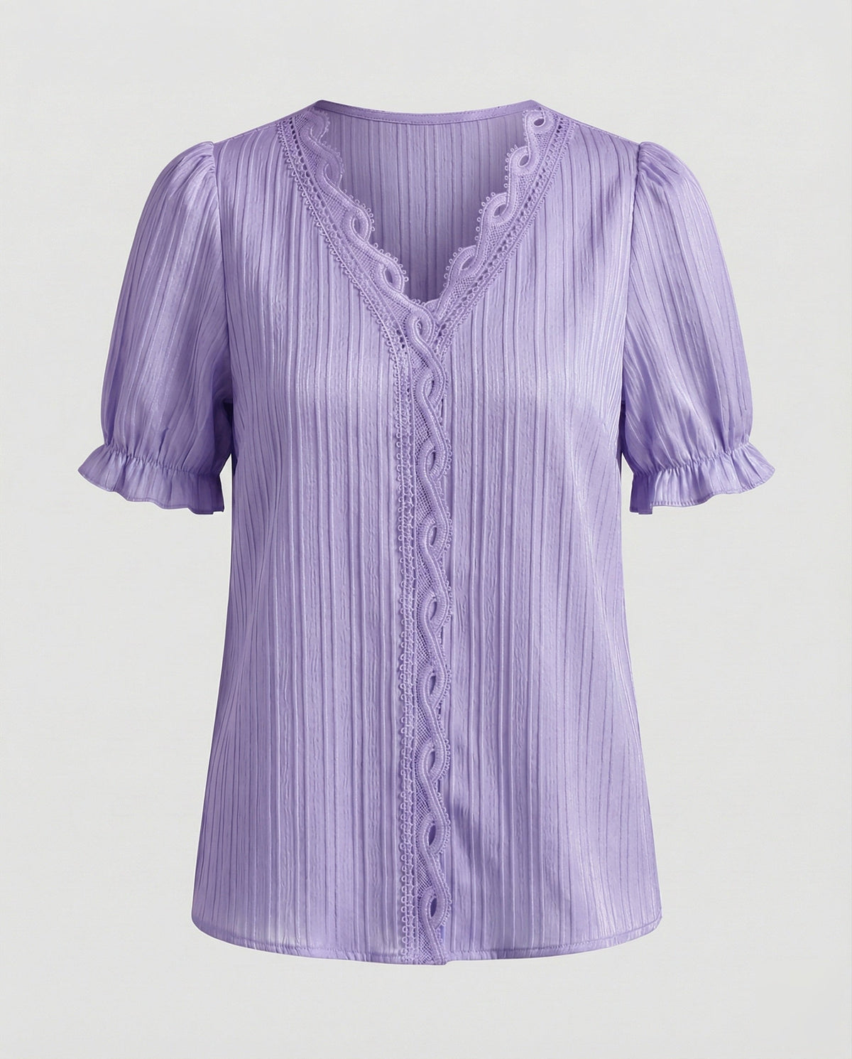 Women's Pleated Lace Blouse Top