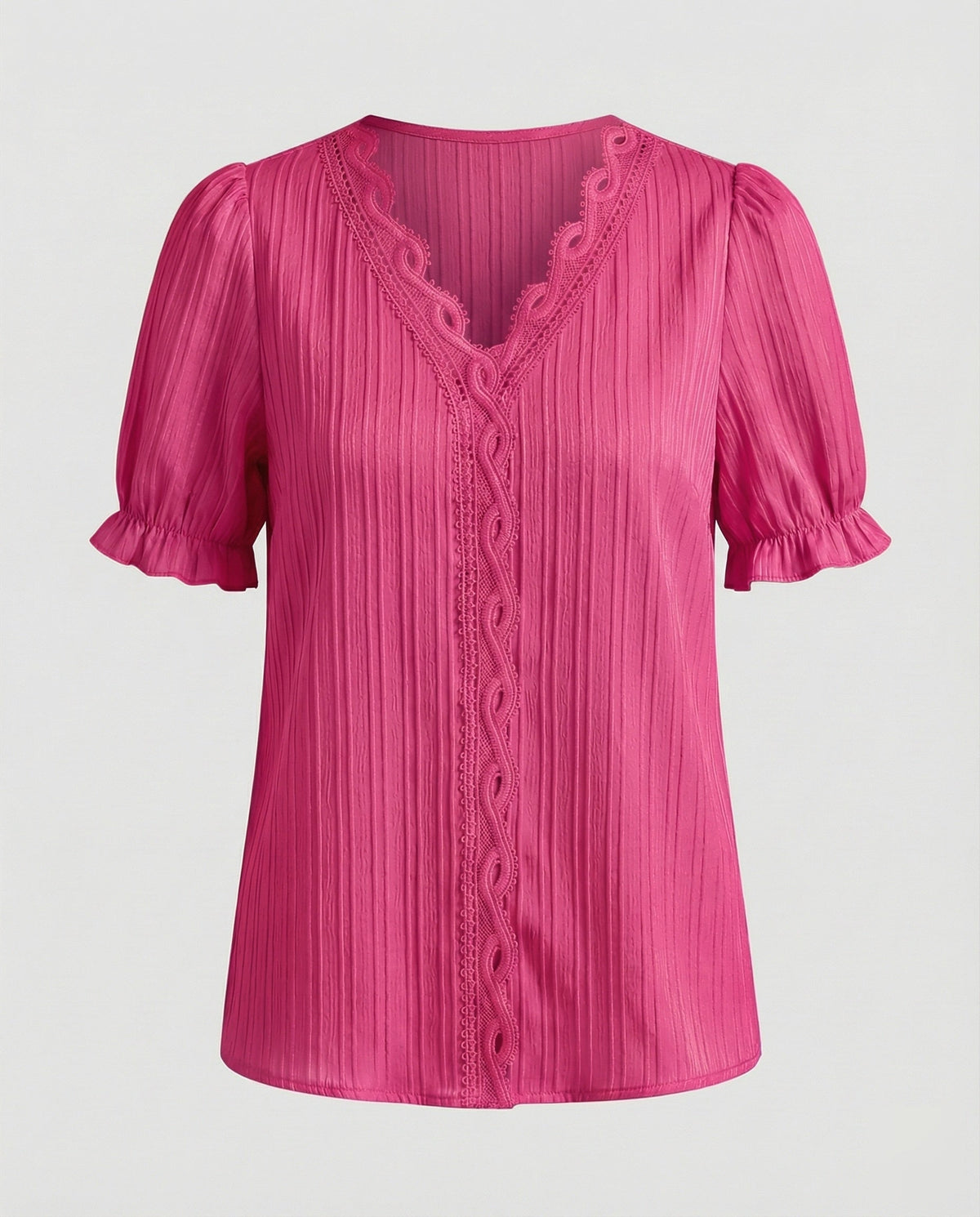 Women's Pleated Lace Blouse Top
