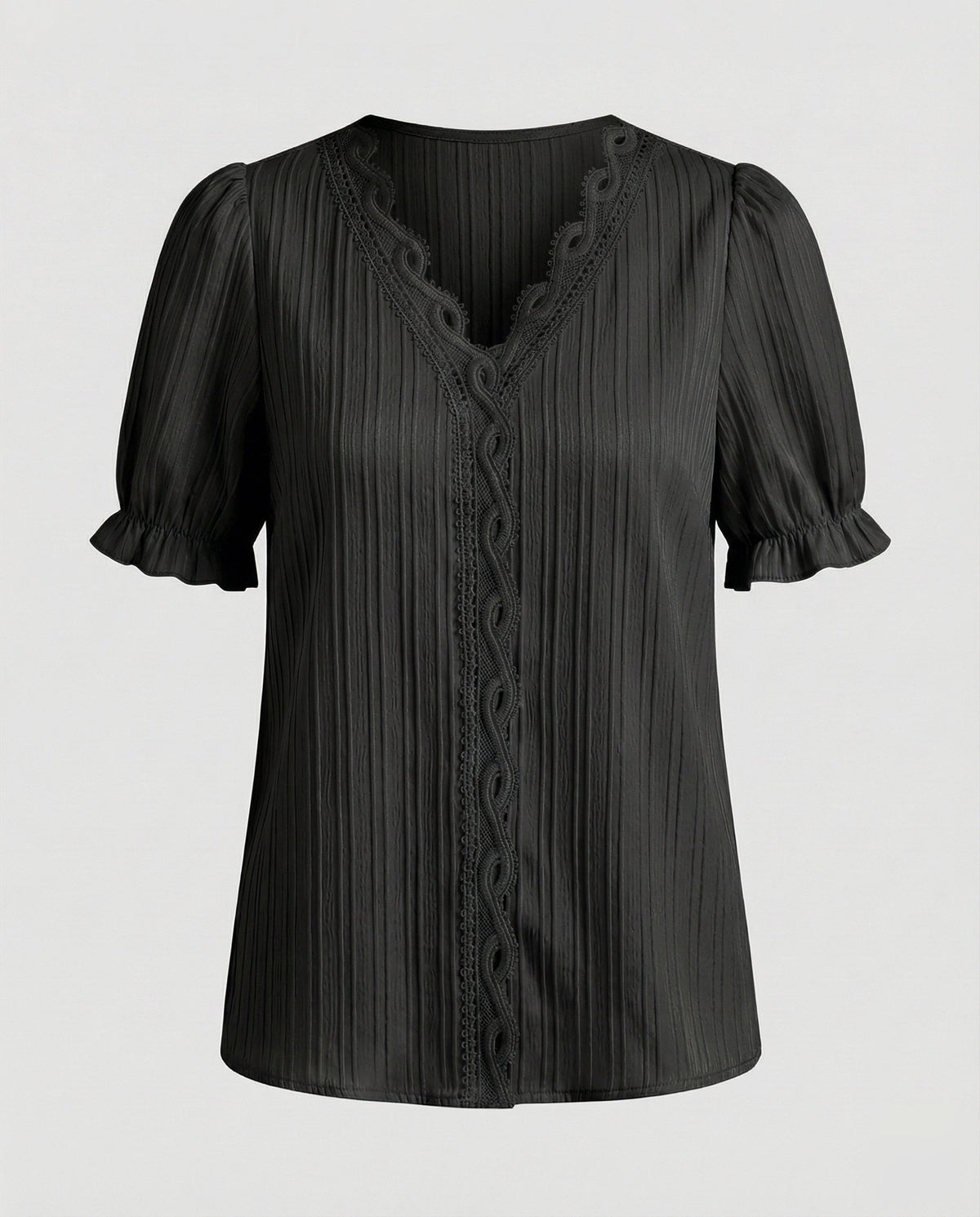 Women's Pleated Lace Blouse Top