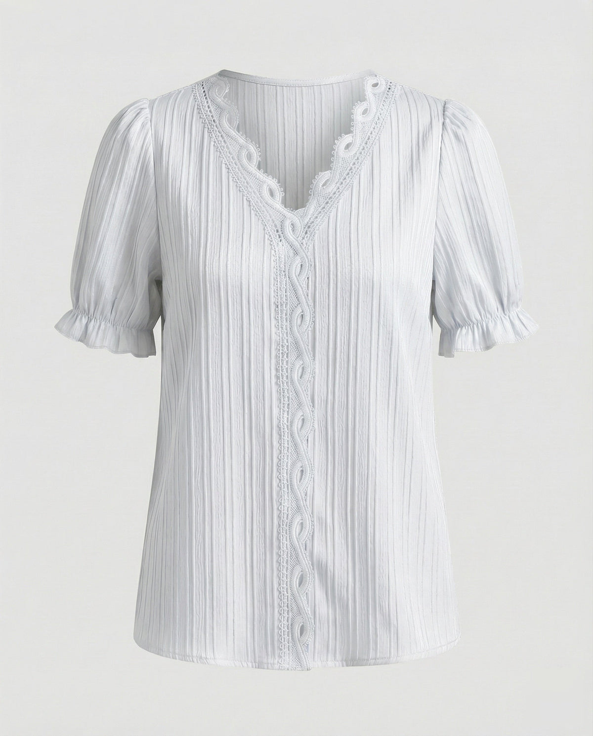 Women's Pleated Lace Blouse Top