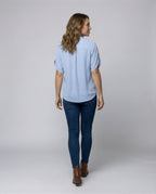 Women's Silk Look Batwing Sleeve Blouse Top - Back View