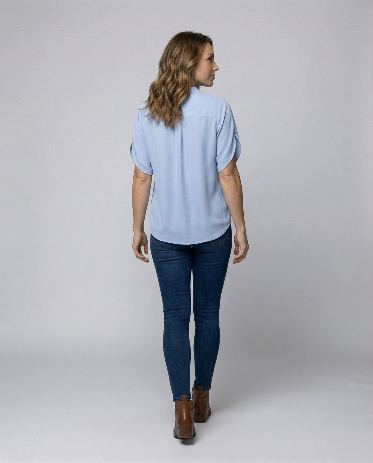 Women's Silk Look Batwing Sleeve Blouse Top - Back View