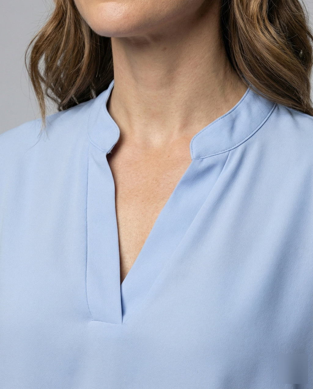 Women's Silk Look Batwing Sleeve Blouse Top - Close-Up Detail