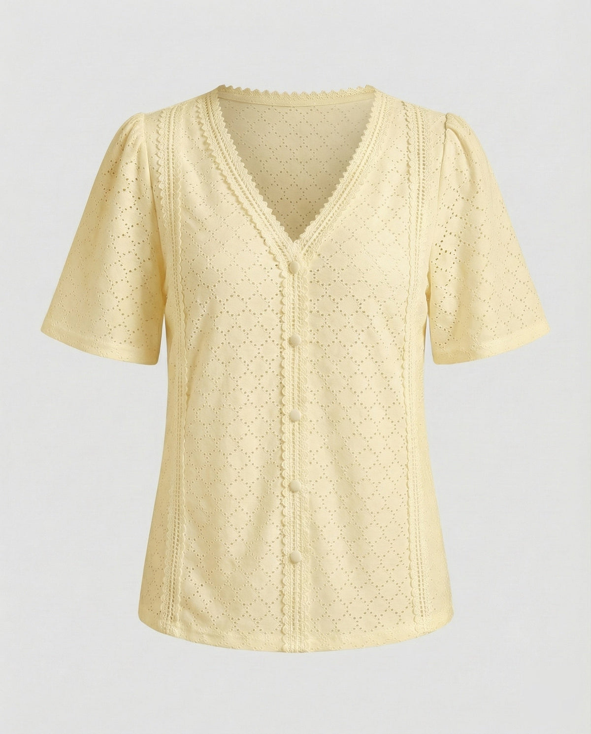 Women's Eyelet Pattern A-Line Blouse Top